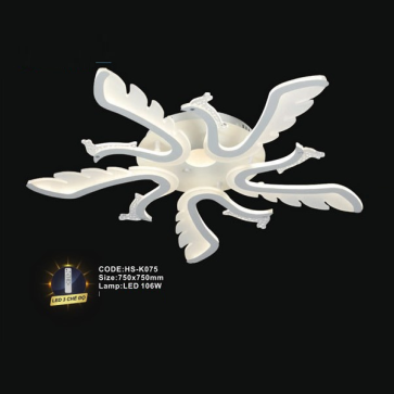 CODE: HS - K075: Đèn áp trần LED Mica - KT: 750mm x 750mm - Đèn LED 106W ánh sáng đổi 3 màu