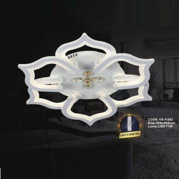 CODE: HS - K083: Đèn áp trần LED Mica - KT: 560mm x 560mm - Đèn LED 71W ánh sáng đổi 3 màu