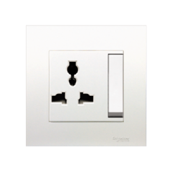 KB113LS_WE: Bộ ổ cắm đa năng 13A, có Contac, màu trắng