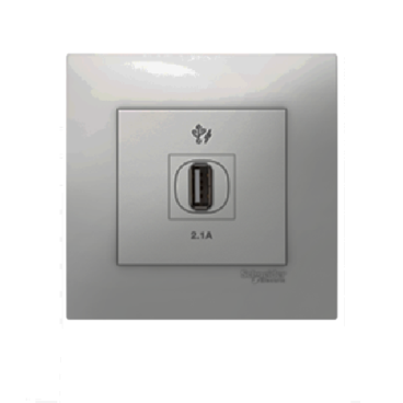 KB31USB_AS_G19: Bổ ổ cắm sạc USB đơn 2.1A, màu xám bạc