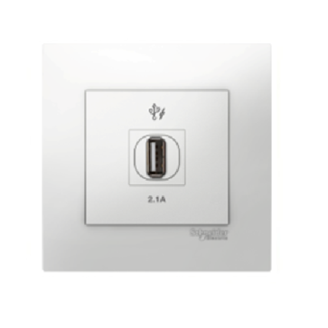 KB31USB_WE_G19: Bộ ổ cắm sạc USB đơn 2.1A, màu trắng