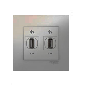 KB32USB_AS_G19: Bộ ổ cắm sạc USB đôi 2.1A, màu xám bạc