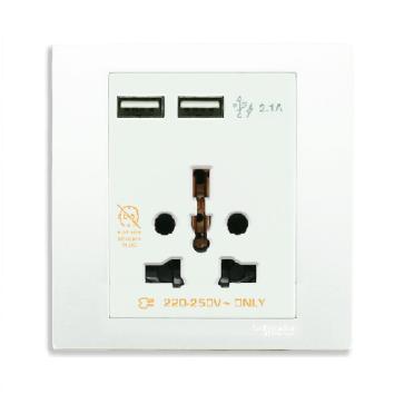 KB42616USB_WE_G19: Bộ ổ cắm đa năng và sạc USB đôi, màu trắng