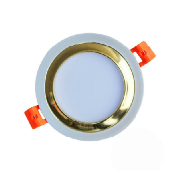 KFX012: Đèn LED âm trần viền vàng 12W đổi màu - KT: Ø140mm × H80mm - Lổ khoét: Ø110mm - Ánh sáng đổi 3 màu  trắng/vàng/trung tính