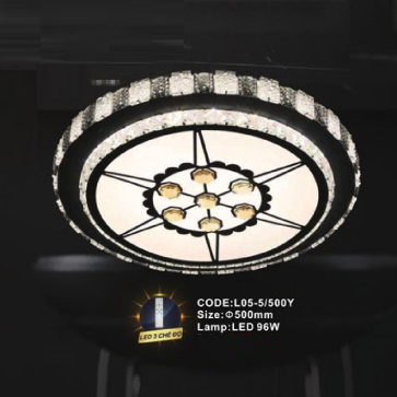CODE: L05-5/500Y: Đèn áp trần tròn LED - KT: Ø500mm - Đèn LED 96W ánh sáng đổi 3 màu
