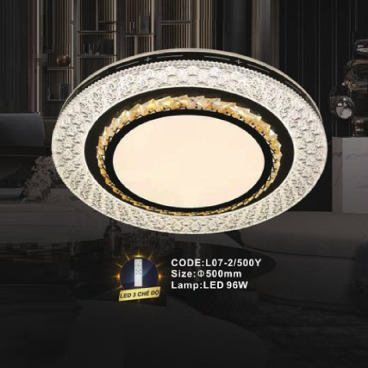 CODE: L07-2/500Y: Đèn áp trần tròn LED - KT: Ø500mm - Đèn LED 96W ánh sáng đổi 3 màu