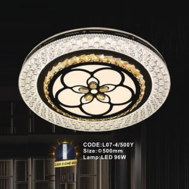 CODE: L07-4/500Y: Đèn áp trần tròn LED - KT: Ø500mm - Đèn LED 96W ánh sáng đổi 3 màu