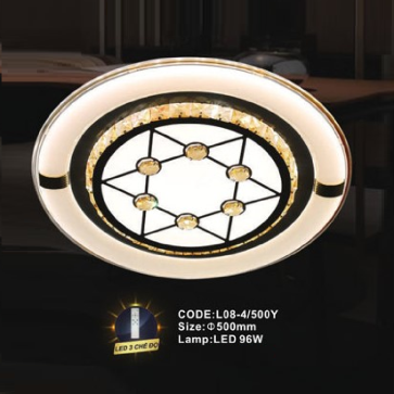 CODE: L08-4/500Y: Đèn áp trần LED - KT: Ø500mm - Đèn LED 96W ánh sáng đổi 3 màu