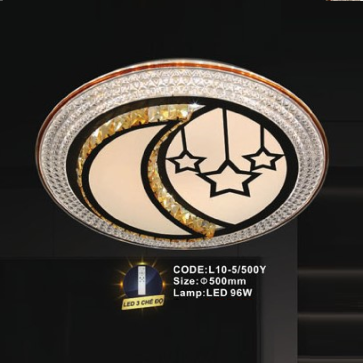 CODE: L10-5/500Y: Đèn áp trần LED - KT: Ø500mm - Đèn LED 96W ánh sáng đổi 3 màu