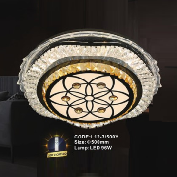 CODE: L12-3/500Y: Đèn áp trần tròn LED - KT: Ø500mm - Đèn LED 120W ánh sáng đổi 3 màu
