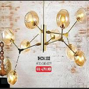 LH - THCN 202: Đèn chùm chao bi màu trà 9 bóng, KT: Ø1100mm*H600mm,