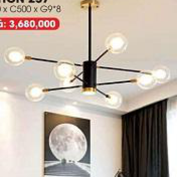LH - THCN 257: Đèn chùm chao bi trắng LED G9*8 bóng, KT: Ø800mm*H500mm