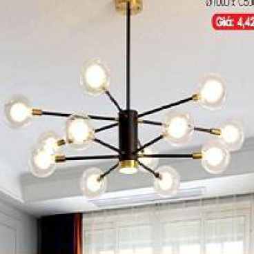 LH - THCN 258: Đèn chùm chao bi trắng LED G9*12 bóng, KT: Ø1000mm*H500mm