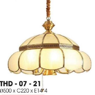 LH - THD 07-21: Đèn thả đồng - KT: Ø500mm*H220mm - Đèn E14*4 bóng ( tính riêng)