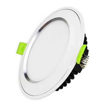 DDL -10SS-T120-ĐM - CB: Đèn LED âm trần viền bạc 10W đổi màu - KT: Ø120mm x H35mm - Lổ khoét: Ø90mm - Ánh sáng đổi 3 màu vàng/trung tính/trắng