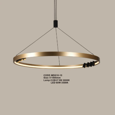 CODE: MD610-10: Đèn thả vòng LED - KT: Ø1000mm - Đèn LED COB 8x3W +LED 60W ánh sáng vàng