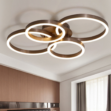 MO - 994: Đèn áp trần LED 4 bóng - Thân sơn màu nâu Cafe  - KT:  Ø750mm x H130mm - Đèn LED đổi 3 màu