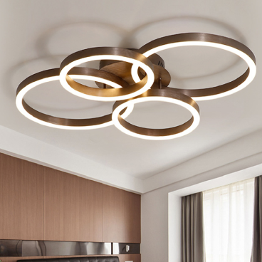 MO - 994: Đèn áp trần LED 4 bóng - Thân sơn màu nâu Cafe  - KT:  Ø750mm x H130mm - Đèn LED đổi 3 màu