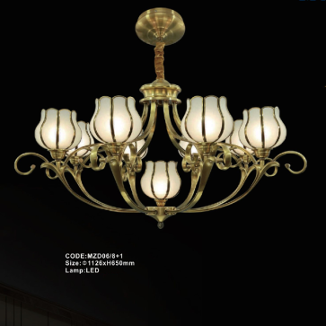 CODE: MZD06/8+1: Đèn chùm 9 tay  - KT: Ø1126mm x H6450mm - Đèn LED