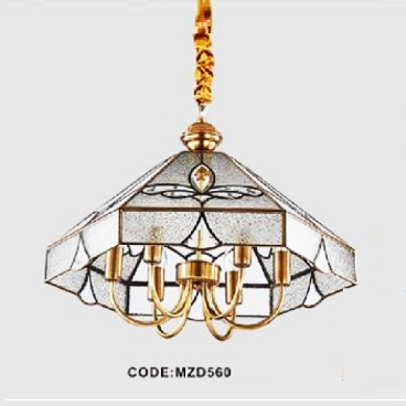 CODE: MZD 560: Đèn thả đồng - KT: Ø560mm x H415mm - Đèn chân E14 x 6 bóng