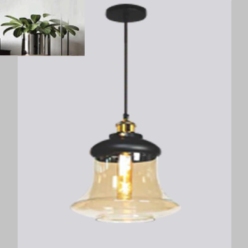 NV - NB 3219: Đèn thả đơn, chao thủy tinh màu vàng - KT: Ø 230mm x H1000mm - Đèn E27 x 1 bóng
