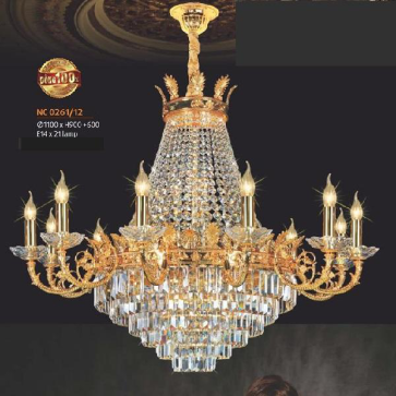 NC 0261/12: Đèn chùm Phale nến, thân đồng - KT: Ø1100mm x H900mm + 600mm - Đèn chân E14*12 bóng