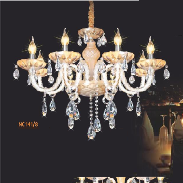 NC 141/8: Đèn chùm nến 8 tay - KT: Ø700mm x H550mm + 500mm - Đèn nến chân E14 x 8 bóng