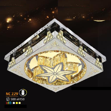 NV - NC 229: Đèn áp trần vuông LED - KT:  ❒500mm x H150mm - Đèn LED đổi màu - Remote
