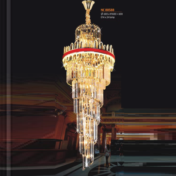 NC 88588: Đèn thả phale - KT: Ø600mm x H1600mm + 600mm - Đèn E14 x 24 bóng