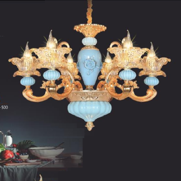 NV - NC 9920/6: Đèn chùm nến 6 tay - KT: Ø700mm x H450mm + 500mm - Đèn nến chân E14 x 6 bóng