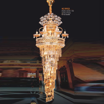 NC 99153: Đèn thả thông tầng Phale -  KT: Ø600mm x H2200mm +700mm - Đèn E14 x 37 bóng