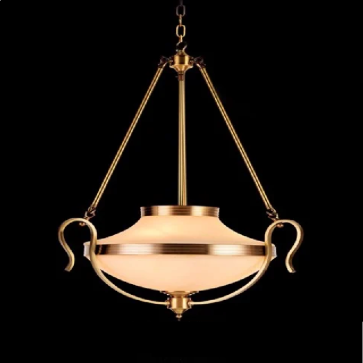 NV - NC 755: Đèn thả đồng - KT: Ø560mm x H840mm + 500mm - Đèn chân E27 x 3 bóng