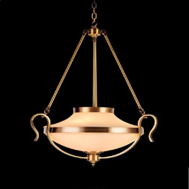 NV - NC 755: Đèn thả đồng - KT: Ø560mm x H840mm + 500mm - Đèn chân E27 x 3 bóng