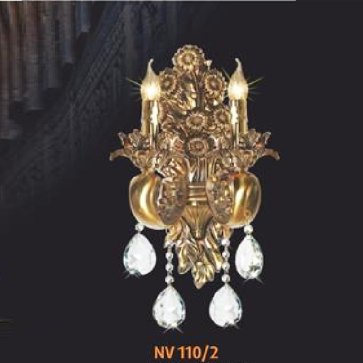 NV 110/2: Đèn vách nến đôi - KT: L420mmxW330mmx H420mm - Đèn nến chân E14 x 2 bóng