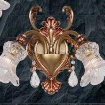 NV - 2196/2: Đèn tường 2 bóng chao thủy tinh, KT: L300mm*H350mm