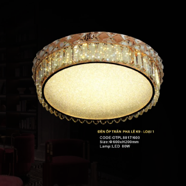 CODE: OTPL8817/600: Đèn áp trần Phale - KT: Ø600mm x H200mm - Đèn LED 80W