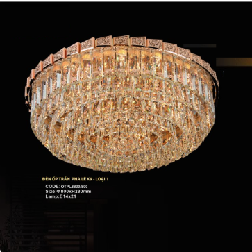 CODE: OTPL8830/800: Đèn áp trần Phale - KT: Ø800mm x H280mm - Bóng đèn E14 x 21 bóng