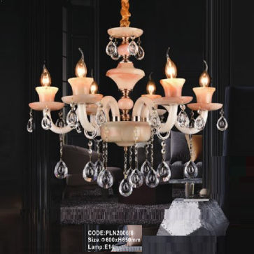 CODE: PLN2006/6: Đèn chùm nến 6 tay - KT: Ø600mm x H600mm - Bóng đèn nến E14 x 6 bóng