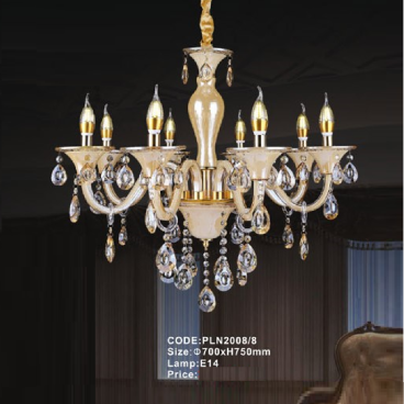 CODE: PLN2008/8: Đèn chùm nến 8 tay - KT: Ø700mm x H750mm - Bóng đèn nến E14 x 8 bóng
