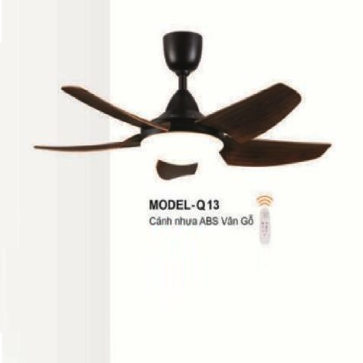 MODEL - Q13: Quạt trần đèn LED 5 cánh nhựa ABS màu Vân Gỗ