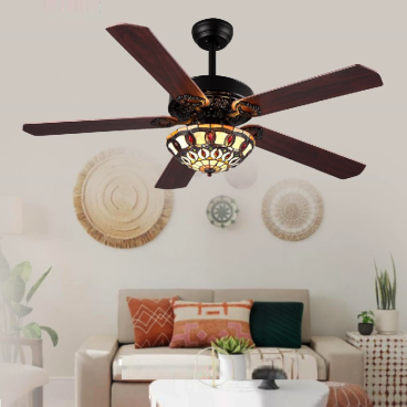 QT5216: Quạt trần có đèn 5 cánh thẳng - Bóng đèn E27 x 3 bóng