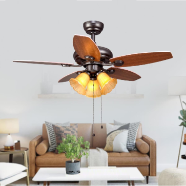 QT4224: Quạt trần có đèn 5 cánh chao thủy tinh