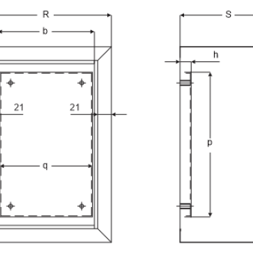 Quy định tính kích thước tủ kim loại lắp trong nhà - lắp nổi