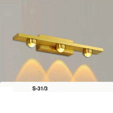 E - S - 31/3: Đèn rọi tranh/rọi gương 3 bóng - KT: L300mm x W50mm x H50mm - Đèn LED 3W x 3 ánh sáng trắng/vàng