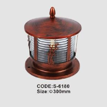 CODE: S- 6180: Đèn gắn đầu trụ - KT:Ø300mm - Bóng đèn E27 x 1