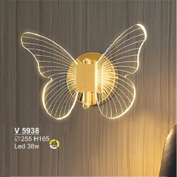SN - V 5938: Đèn gắn tường LED - KT: Ø225mm x H165mm - Bóng đèn LED 38W đổi 3 màu