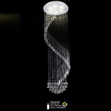 SN -  TPL 6347: Đèn thả dây hạt Phale - 60 Hạt Phale -  KT: Ø500mm  x H1800mm - Đèn LED 5W x 9 bóng ánh sáng đổi màu - Remote