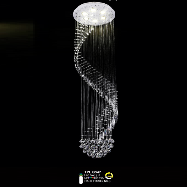 SN -  TPL 6347: Đèn thả dây hạt Phale - 60 Hạt Phale -  KT: Ø500mm  x H1800mm - Đèn LED 5W x 9 bóng ánh sáng đổi màu - Remote