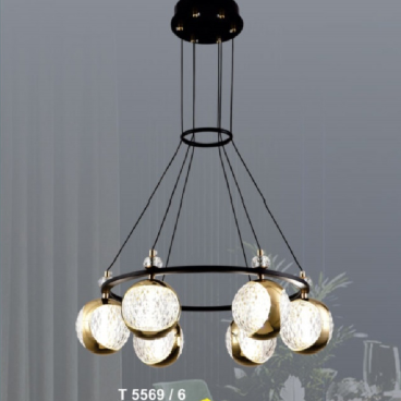 SN - T 5569/6: Đèn thả LED 6 bóng - KT: Ø550mm x H1000mm - Đèn LED vàng 4000K