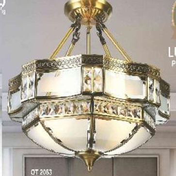 SN - TĐC 2063: Đèn thả đồng - KT: Ø550mm*H550mm - Đèn chân E14*5 bóng( tính riêng)